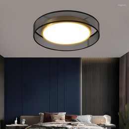 Ceiling Lights ENGRAVED Nordic Simple Modern Art Style All Copper And Cloth Light Living Room Bedroom Study Dining