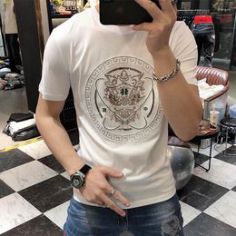 Men's T Shirts Spring Casual Short T-shirt Heavy Industry High Street Combed Cotton Half Sleeve Bottoming Shirt Camisas For Men