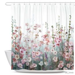 Shower Curtains Floral Fabric Bathroom Shower Curtain With And Loop Bathroom Curtain Cover Multicolor Waterproof Shower Bath Curtain