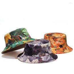 Camouflage Dead Leaves Fisherman hunting bucket hat - Street Fashion Beanie for Holidays and Casual Wear