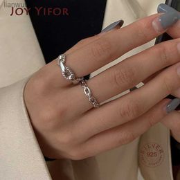 925 Sterling Silver Simple Link Chain Shaped Rings For Women Adjustable Ring Jewelry Accessories Gift SR998 L230704