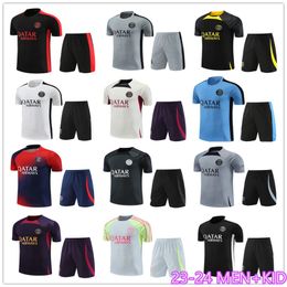 23 24 PSGs MBAPPE soccer jerseys tracksuit 2023 Classic style aldult Paris Training Suit SERGIO VERRATTI ICARDI MEN and KID football Short sleeve 01