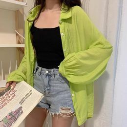 Women's Blouses Fashion Elegant Long Sleeve Casual Shirt Outerwear Sunscreen Summer Candy-colored Blouse Women Tops Loose Clothes 26468