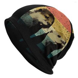 Berets Bonnet Hats Otter Pet Lover Men Women's Thin Hat Vintage Sea Sunset Retro Autumn Spring Warm Cap