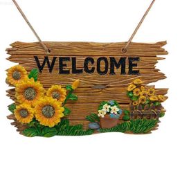 Garden Decorations Pastoral Welcome Card Sign Listing Resin Accessories Courtyard Garden Park Ornaments Decoration Homestay Villa Furnishing Crafts L230714