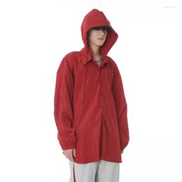 Men's Jackets SYUHGFA Hip Hop Fashion Hooded Jacket Summer Thin Sunscreen Clothing Korean Style Loose Solid Colour Versatile Coat