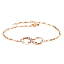 Popular, fashionable, minimalist, and infinite 8-character bracelet with women's creative inlaid zircon bracelet jewelry, light and luxurious