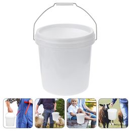 Buckets White Baskets Pail Container Plastic Bucket All Purpose with Handle and Lid 15 Gallon 230714