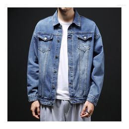 Men's Jackets Men 2023 Fashion Jean Jacket Streetwear Turn Down Collar Tops Vintage Coats Youth Versatility Denim Outerwear