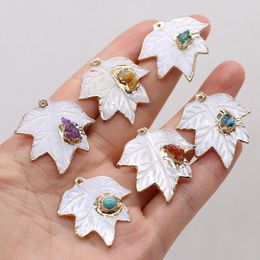 Pendant Necklaces Natural Semi Precious Stone Leaf Charm Shell Crystal Bud DIY Earrings Necklace Jewelry Accessories Gift