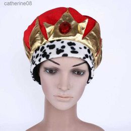 Girl Prince King Princess Crown Hat Cosplay Carnival Royal Dress Up Kids Adult Birthday Party Velvet Hat Cap Headwear L230621