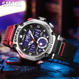 SMAEL Electronic Digital Watches for Men Fashion Chronograph Quartz Wristwatch Auto Date Week Alarm Clock LED Dual Time 8069
