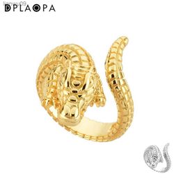 DPLAOPA 925 Sterling Silver Gold Plated Silver Crocodile Ring Adjutable Women Party Jewellery Open Bangle Circle Jewels L230704