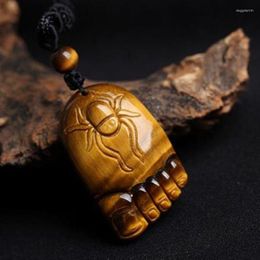 Pendant Necklaces Natural Tiger Eye Stone Contentment Foot Jade Men's And Women's Fashion Jewellery