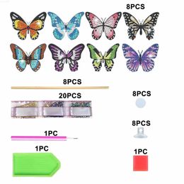 Garden Decorations 8pcs Adult Butterfly Diamond Art Lifelike Delicate Garden Decor Compact For Crafts Acrylic Easy To Instal Handmade Gift Novelty L230714