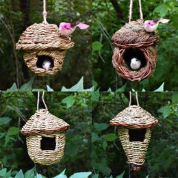 Garden Decorations Pastoral Straw Bird's Nest Bird's House Ornaments Outdoor Garden Courtyard Accessories Farmhouse Landscape Pendant Decoration L230714