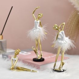 Decorative Objects Figurines Northouins Nordic Deluxe Cute Ballet Girl Resin Body Dancer Statue Family Bedroom Desktop Decoration Object Birthday Gift 230714