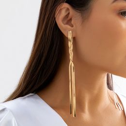 Stud IngeSight Z Punk Long Twisted Flat Snake Chain Earrings for Women Personality Gold Colour Drop Earring Wed Party Jewellery Gifts 230714