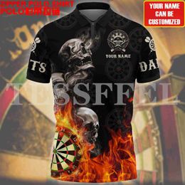 Men's T-Shirts Custom Name Sports Player Darts Beer Club Tattoo 3DPrint Summer Casual Polo Zipper Shirts Streetwear Short Sleeves T-Shirts New8 L230713