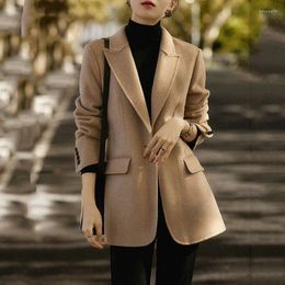Women's Suits Woolen Suit Women Coat Autumn Winter 2023 Double Sided Fashion Korean Wool Blazers Woman Jacket Casual Ladies Blazer Tops E38