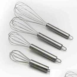 Egg Tools Stainless Steel Balloon Wire Whisk Blending Whisking Beating Stirring Beater Durable 4 Sizes 6-Inch/8-Inch/10-Inch/12-Inch Dhgfh