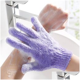 Bath Brushes Sponges Scrubbers Wholesale Moisturising Spa Skin Care Cloth Glove Five Fingers Exfoliating Gloves Face Body Bathing Dhn8W