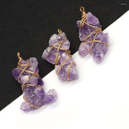 Pendant Necklaces Natural Stone Amethyst Irregular Winding 30-65mm Boutique Making DIY Charm Necklace Earrings Fashion Jewelry Accessories