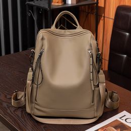 School Bags High Quality Backpacks Women Soft Leather Backpack Luxury Designer Multifunction Travel Backpacks School Bags for Girls 230714