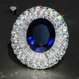 YaYI Jewellery Fashion Princess Cut 55CT Blue Sapphire Natural Zircon Silver Colour Engagement wedding Party Rings L230704