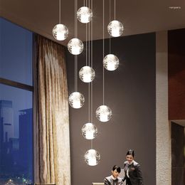 Pendant Lamps Led Lights Modern Crystal Ball Hanglamp For Dining Room Nordic Bar Decor Loft Fixtures Home Stairs Luminaire Suspension