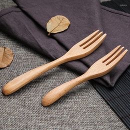 Flatware Sets Triangle Wood Fork Spoon Two Piece Set Tableware El Dessert Honey Stirring