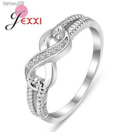 Novel Design Figure 8 Shape Round Finger Rings For Women Girls Promise Rings Sterling Silver 925 Elegant Wedding Jewellery L230704