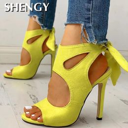 Sandals Summer Pumps Sexy High-heeled Sandals for Women Ankle Strap Peep Toe High Heels Party Wedding Lace Up Ladies Heels Sandals 230714