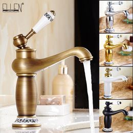 Bathroom Sink Faucets Faucet Antique Bronze Finish Brass Basin Solid Single Handle Water Mixer Taps Bath Crane ELFCT001 230713