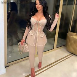 Women's Two Piece Pants Sexy Party Two Piece Set WomenY2K Clothes Rave Festival Birthday Outfits Mesh Sheer Patchwork Corset Top and Pants Matching Sets T230714