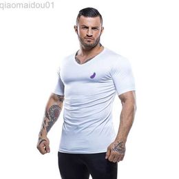 Men's T-Shirts Men's Summer Slim Clothes Black Casual Half Sleeve Cotton V-Neck Short Sleeve T-Shirt Men Youth Fashion Trend graphic tees L230713