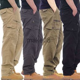 Men's Pants Men's Military Cargo Pants Overalls Casual Cotton Tactical Pants Male Multi Pockets Army Straight Slacks Baggy Long Trousers J230714