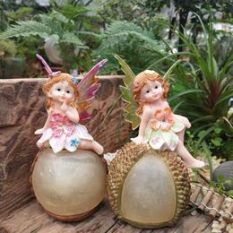 Garden Decorations Pastoral Cute Flower Fairy Resin Accessories Art Home Balcony Figurines Decoration Outdoor Garden Courtyard Sculpture Adornments L230714