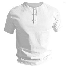 Men's T Shirts Henley Short Sleeve Button V Neck Shirt Top Tee Blouse Pullover For Men Summer Fashion Casual Wear Available In Five Colours