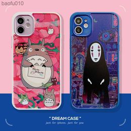 Anime totoro Phone Case For iPhone 14Pro 7 8 Plus XR XS 12 11 13Pro Max Se Lens finAe hole protectio Straight edge Silicone case L230619