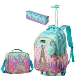 Suitcases School Trolley Bag For Kid Childre Travel Wheeled Backpack Girls Rolling Luggage Bags