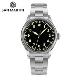Other Watches San Martin 38 5mm Pilot Watch Carved Coin Bezel YN55 Military Sport Style Men Automatic Mechanical Sapphire 10Bar SLN C3 Lume 230714