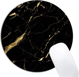 Black and Gold Marble Mouse Pad Round Non-Slip Rubber Mousepad Laptop Office Computer Decor Cute Accessories Design Mouse Pad