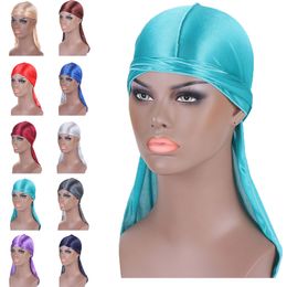 New Fashion Men Women Satin Durags Biker Headwear Skull Cap Bandana Men Silky Durag Doo Rag Turban Hat Headband Hair Accessories