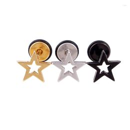 Stud Earrings Alisouy 2 Pieces Hollow Stars White Black Titanium Steel Punk Men Screw No Fade Ear Jewellery For Women