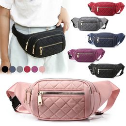 Waist Bags Women Plaid Bag Female Oxford Waterproof Belt Designer Crossbody Chest Ladies Fashion Fanny Pack Banana Hip Purse 230713