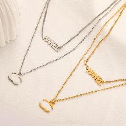Never Fade Stainless Steel Pendant Necklaces Famous Women Brand Letter Designer Gold Plated Necklace Clavicular Chain Womens Girl