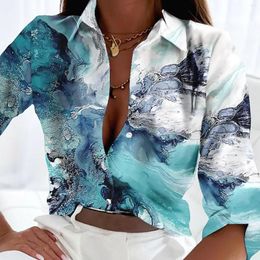 Women's Blouses Shirt Blouse Graphic Abstract Button Print Long Sleeve Casual Daily Basic Collar Regular Womens Sheer Shirts