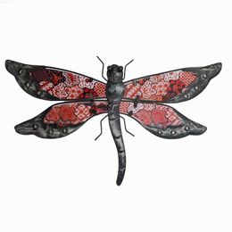 Garden Decorations Metal Dragonfly Wall Decoration Home Garden Outdoor Statues Sculptures and Figurines Miniatures Ornaments Fence Patio Backyard L230714