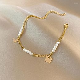 Strand Fashion Trend Unique Design Elegant Delicate Double Layer Love Pearl Bracelet Women Jewellery Wedding Party Premium Gift Wholesale